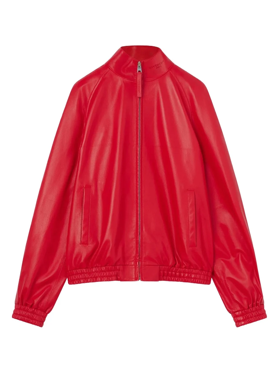 Men's Couture Seam Track Jacket in Nappa Leather - Poppy Red Men's Couture Seam Track Jacket in Nappa Leather - Poppy Red