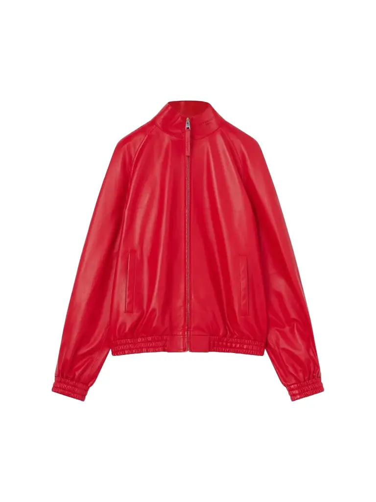Men's Couture Seam Track Jacket in Nappa Leather - Poppy Red Men's Couture Seam Track Jacket in Nappa Leather - Poppy Red