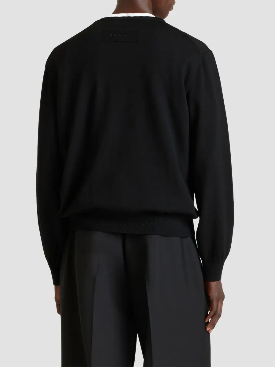 Givenchy Men's Sweater in Wool with Pearls and Sequins Embroidery - Black | Thumbnail 5 Givenchy Men's Sweater in Wool with Pearls and Sequins Embroidery - Black | Thumbnail 5