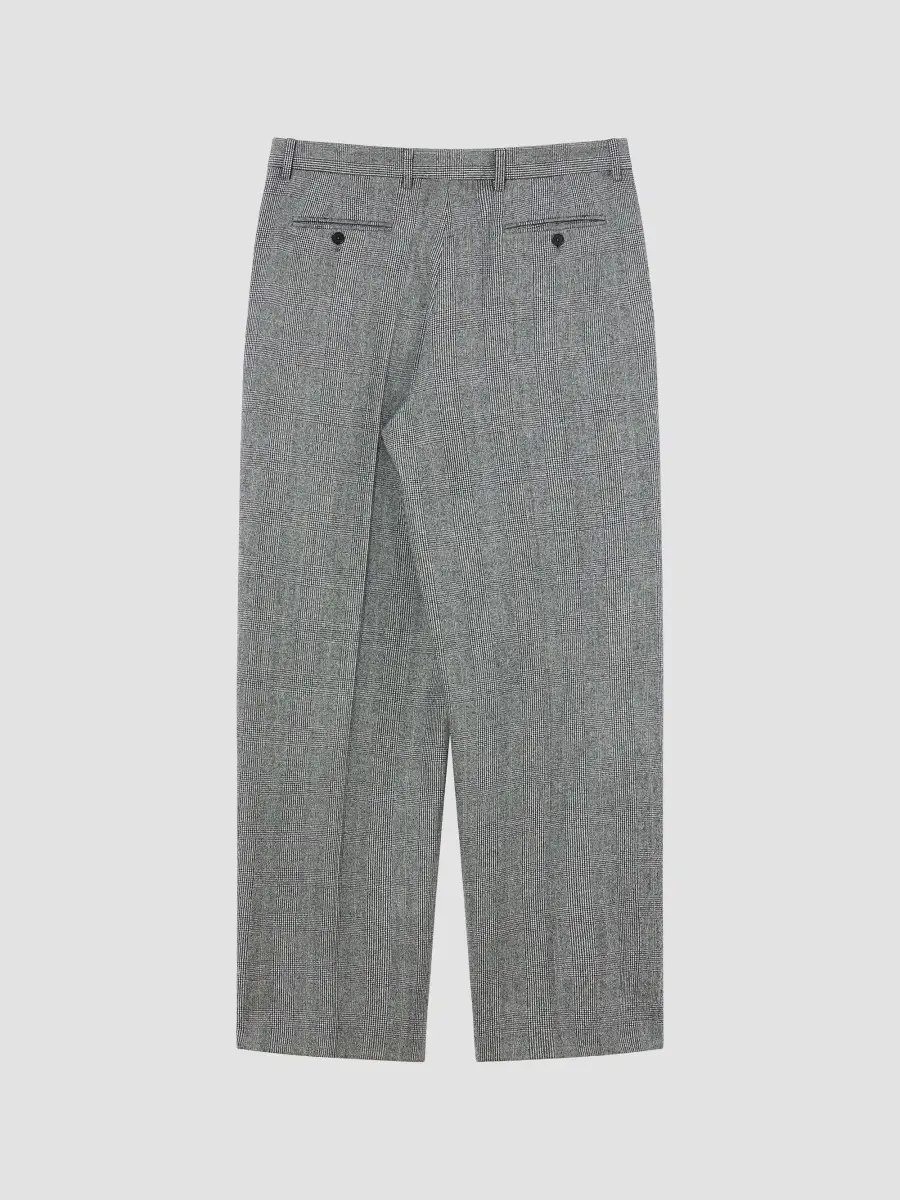 Givenchy Men's Double Pleated Checked Pants in Flannel - Grey | Thumbnail 2