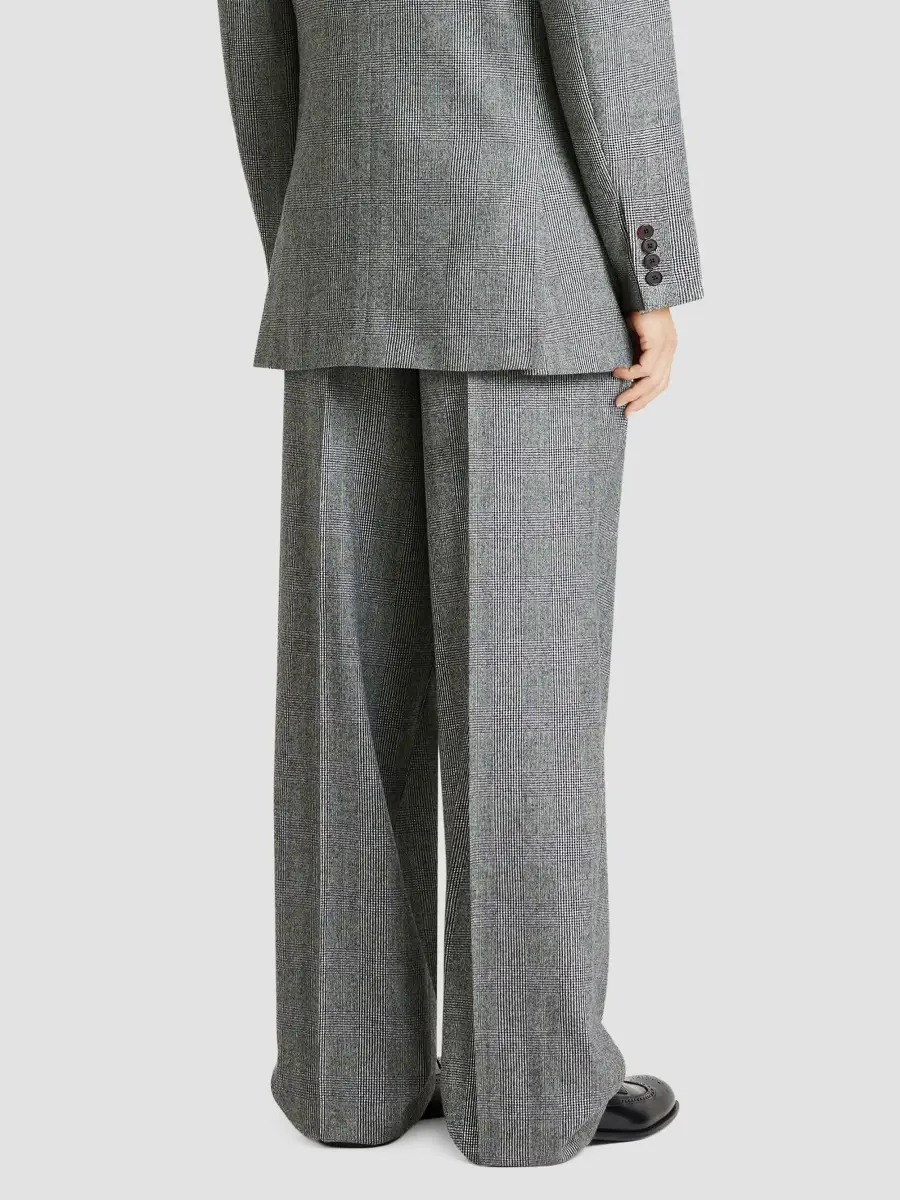 Givenchy Men's Double Pleated Checked Pants in Flannel - Grey | Thumbnail 3