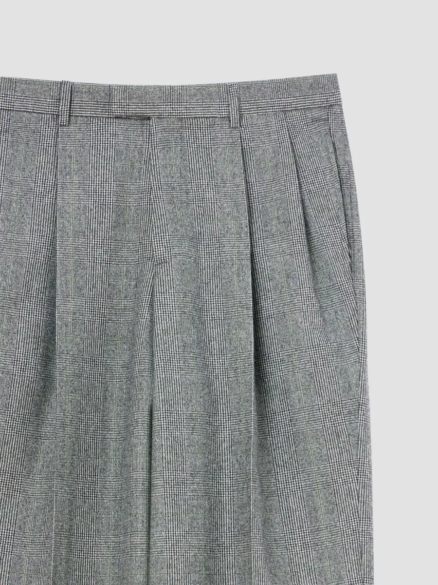 Givenchy Men's Double Pleated Checked Pants in Flannel - Grey | Thumbnail 4