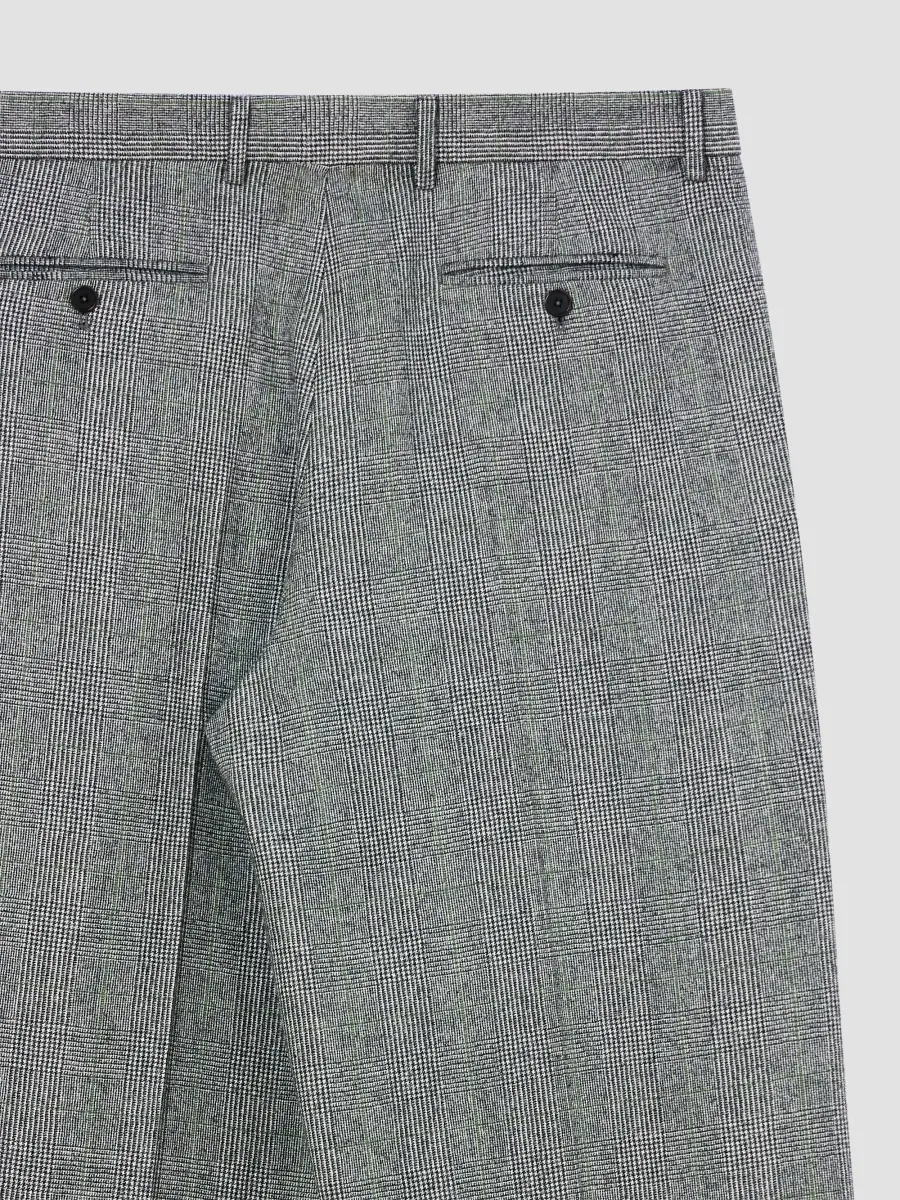 Givenchy Men's Double Pleated Checked Pants in Flannel - Grey | Thumbnail 5