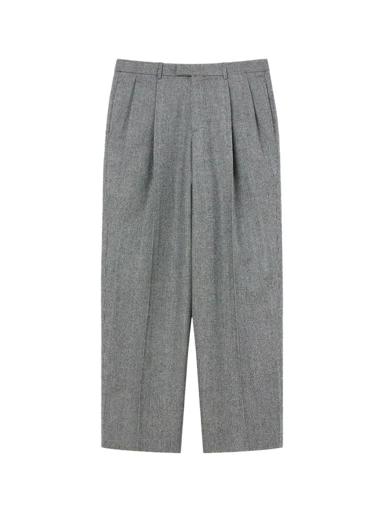 Givenchy Men's Double Pleated Checked Pants in Flannel - Grey