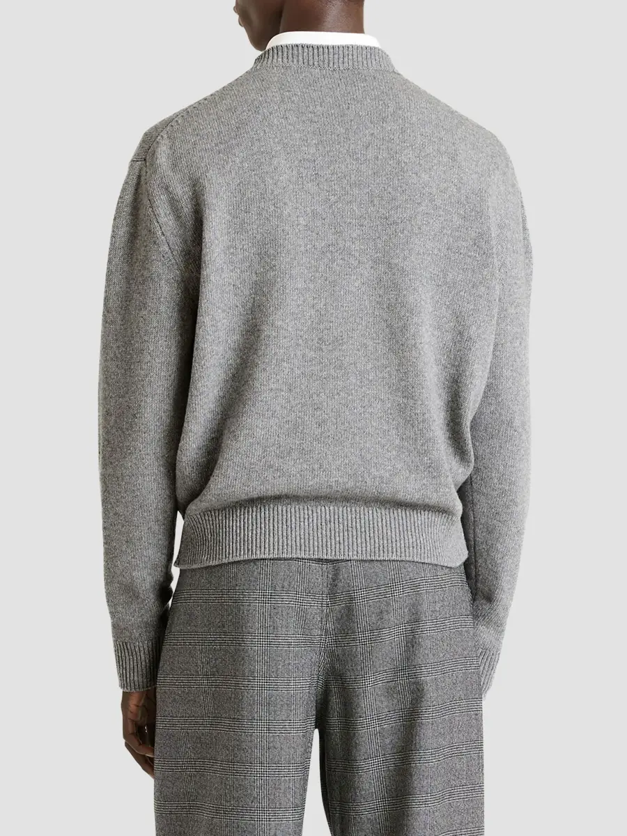 Givenchy Men's Sweater in Wool and Cashmere with Sequins - Light Grey Melange | Thumbnail 5 Givenchy Men's Sweater in Wool and Cashmere with Sequins - Light Grey Melange | Thumbnail 5