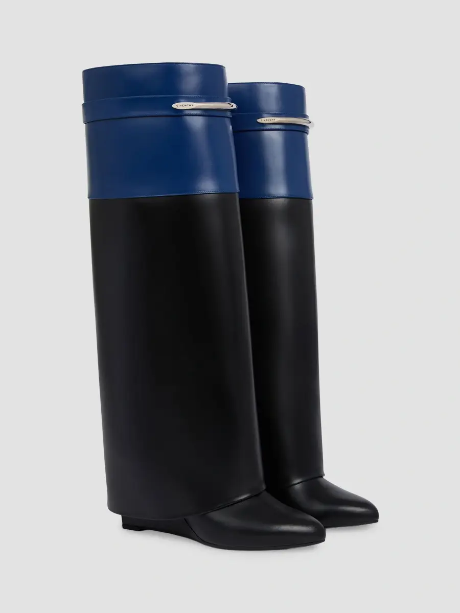 Givenchy Women's Shark Pinch Bicolor Boots in Leather - Black Blue | Thumbnail 2 Givenchy Women's Shark Pinch Bicolor Boots in Leather - Black Blue | Thumbnail 2