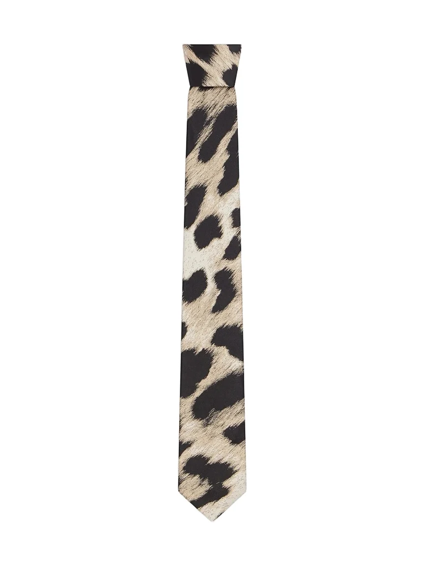 Givenchy Men's Tie in Leopard Jacquard - Beige