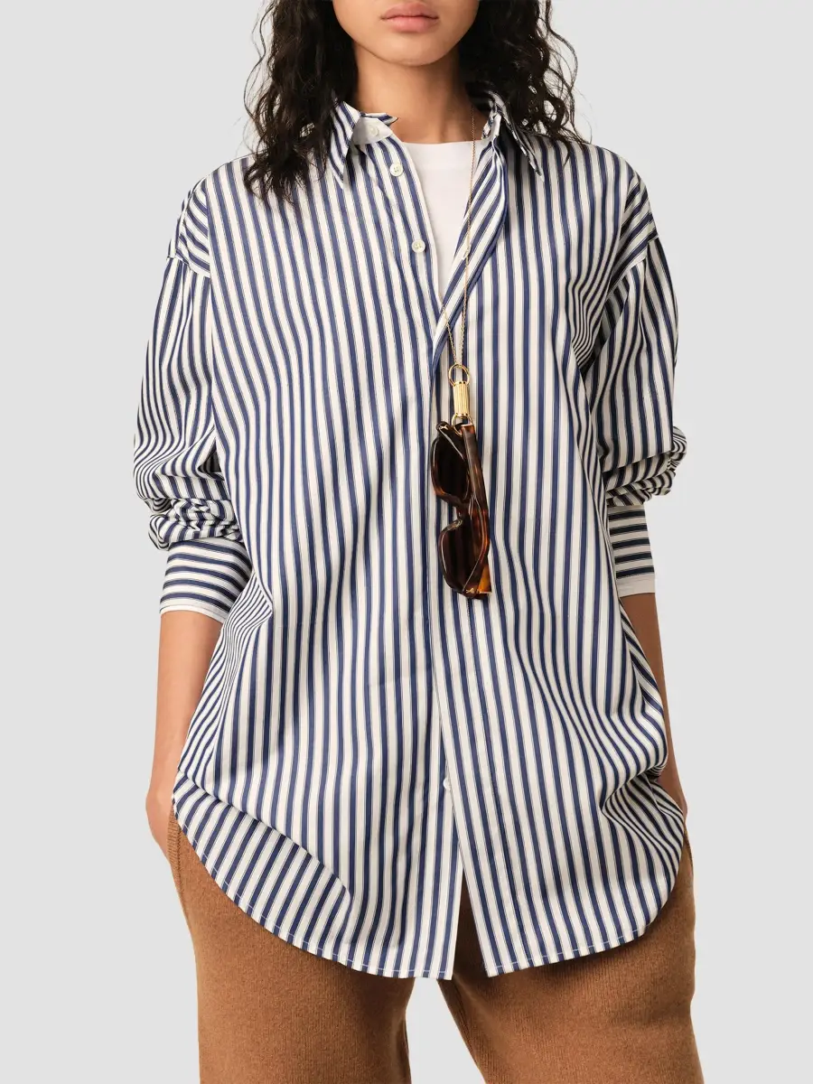 AMI PARIS Women's Striped Cotton Removable Collar Shirt | Thumbnail 4 AMI PARIS Women's Striped Cotton Removable Collar Shirt | Thumbnail 4