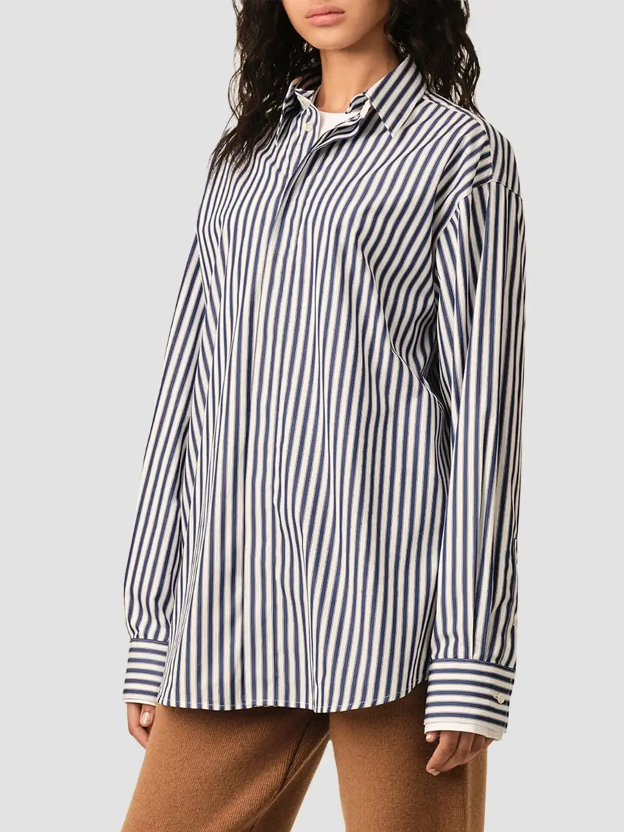 AMI PARIS Women's Striped Cotton Removable Collar Shirt | Thumbnail 7 AMI PARIS Women's Striped Cotton Removable Collar Shirt | Thumbnail 7