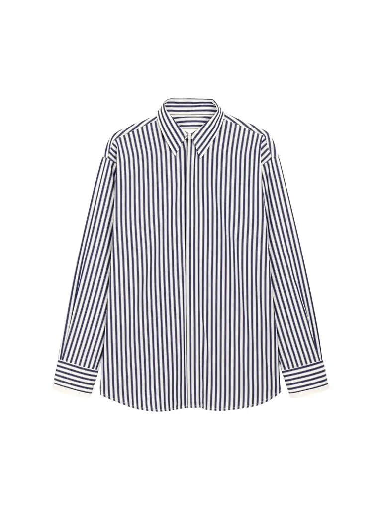 Women's Striped Cotton Removable Collar Shirt
