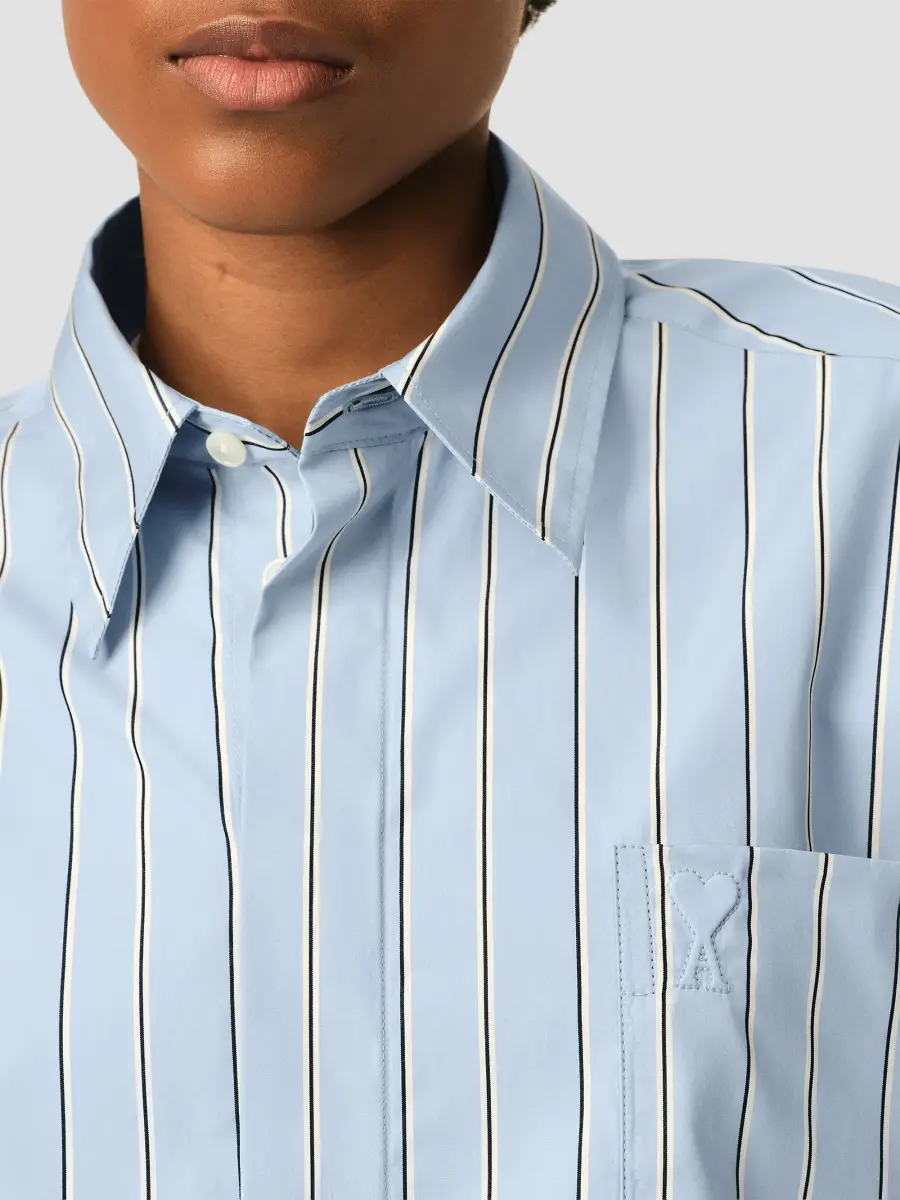 AMI PARIS Women's Embossed Ami De Coeur Striped Cotton Shirt | Thumbnail 5 AMI PARIS Women's Embossed Ami De Coeur Striped Cotton Shirt | Thumbnail 5