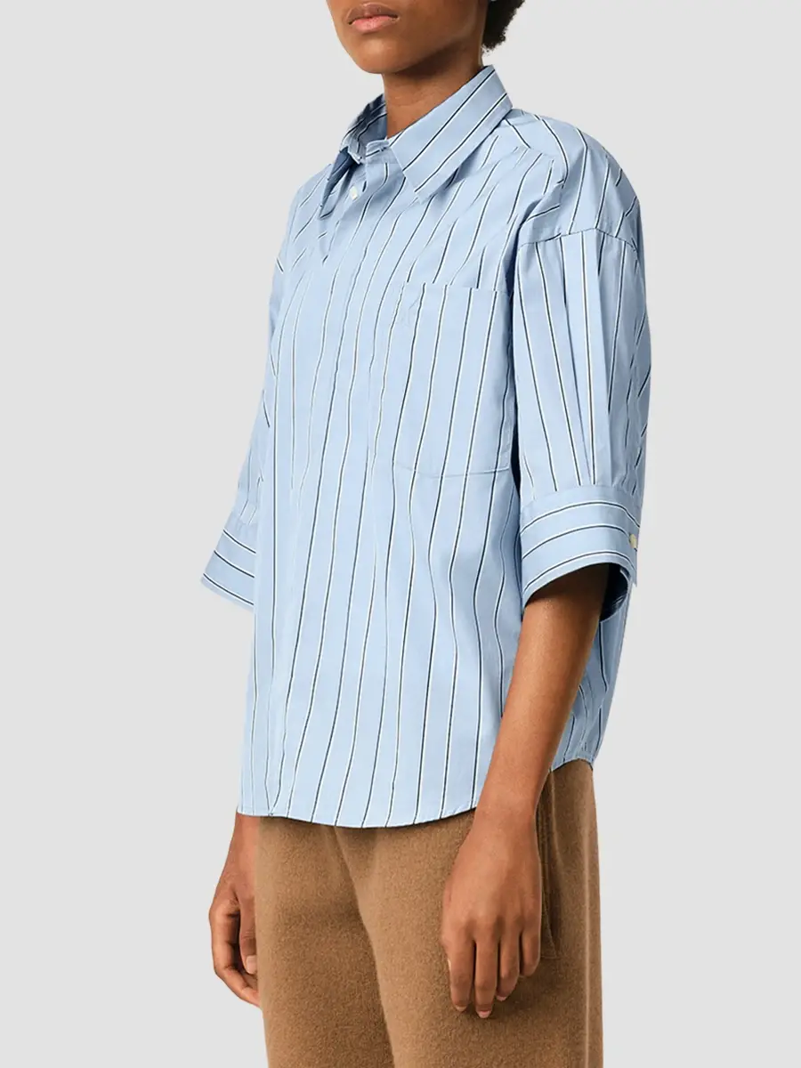 AMI PARIS Women's Embossed Ami De Coeur Striped Cotton Shirt | Thumbnail 6 AMI PARIS Women's Embossed Ami De Coeur Striped Cotton Shirt | Thumbnail 6