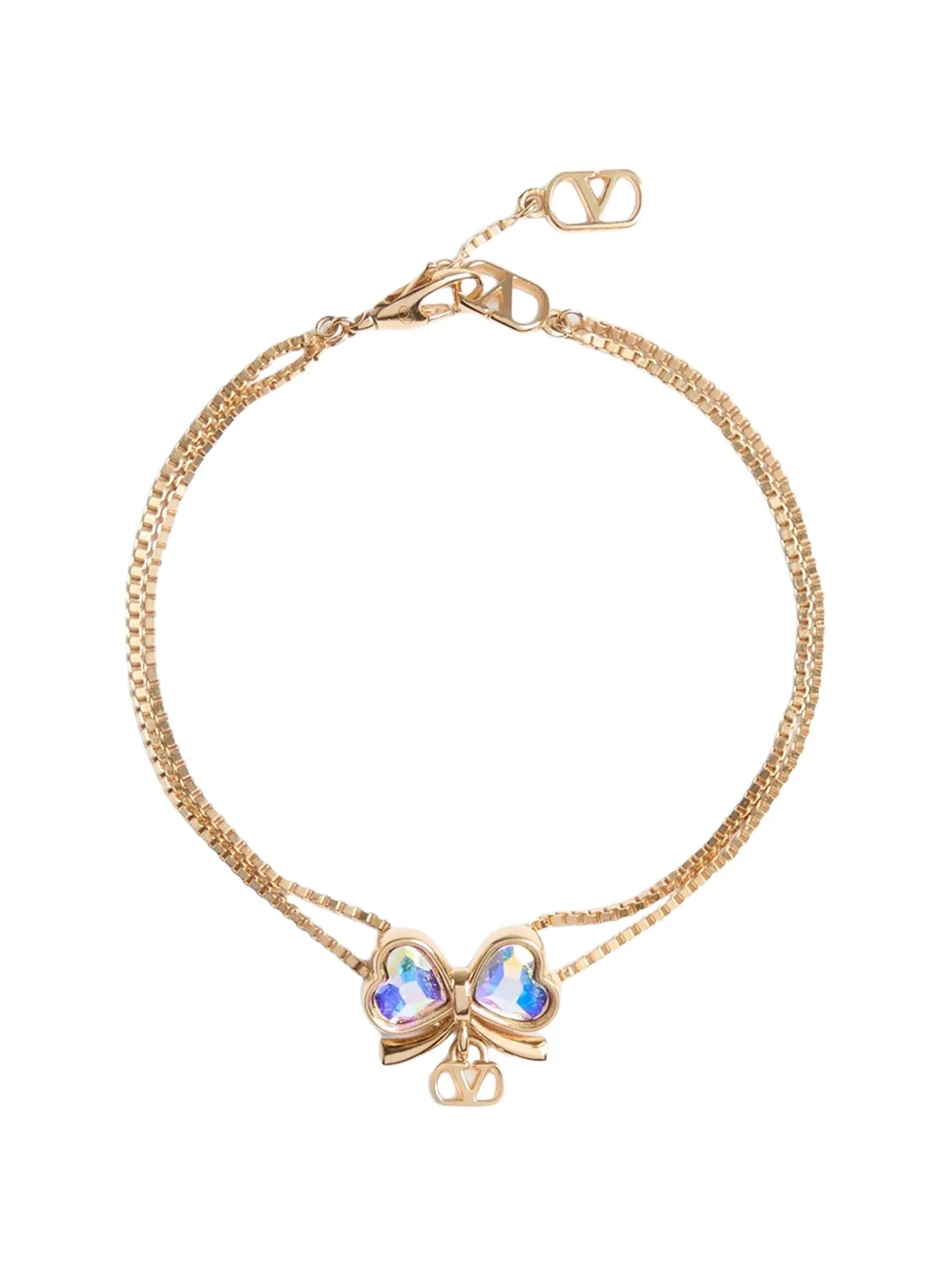 Valentino Women's VLogo Floc Bracelet in Metal and Crystals - Gold Multicolor