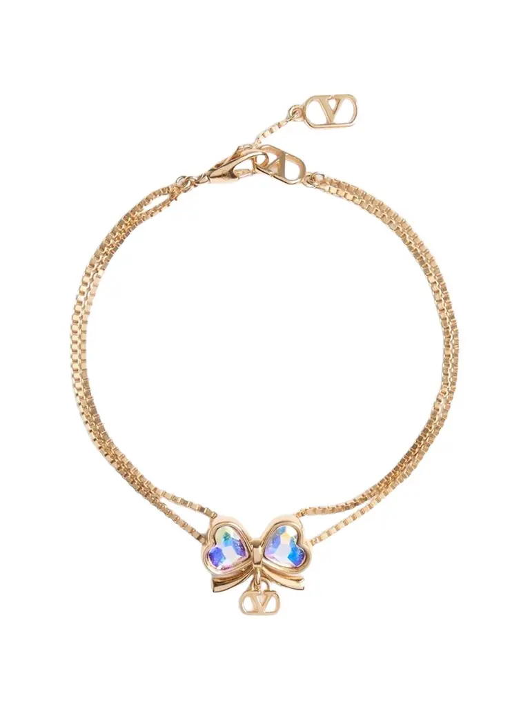 Women's VLogo Floc Bracelet in Metal and Crystals - Gold Multicolor Women's VLogo Floc Bracelet in Metal and Crystals - Gold Multicolor