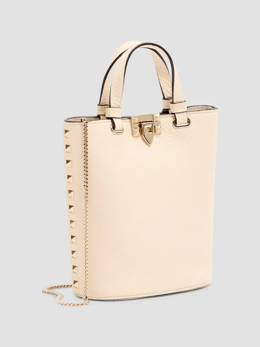 Valentino Women's Rockstud MiniTote Bag in Grainy Calfskin - Ivory | Thumbnail 3 Valentino Women's Rockstud MiniTote Bag in Grainy Calfskin - Ivory | Thumbnail 3