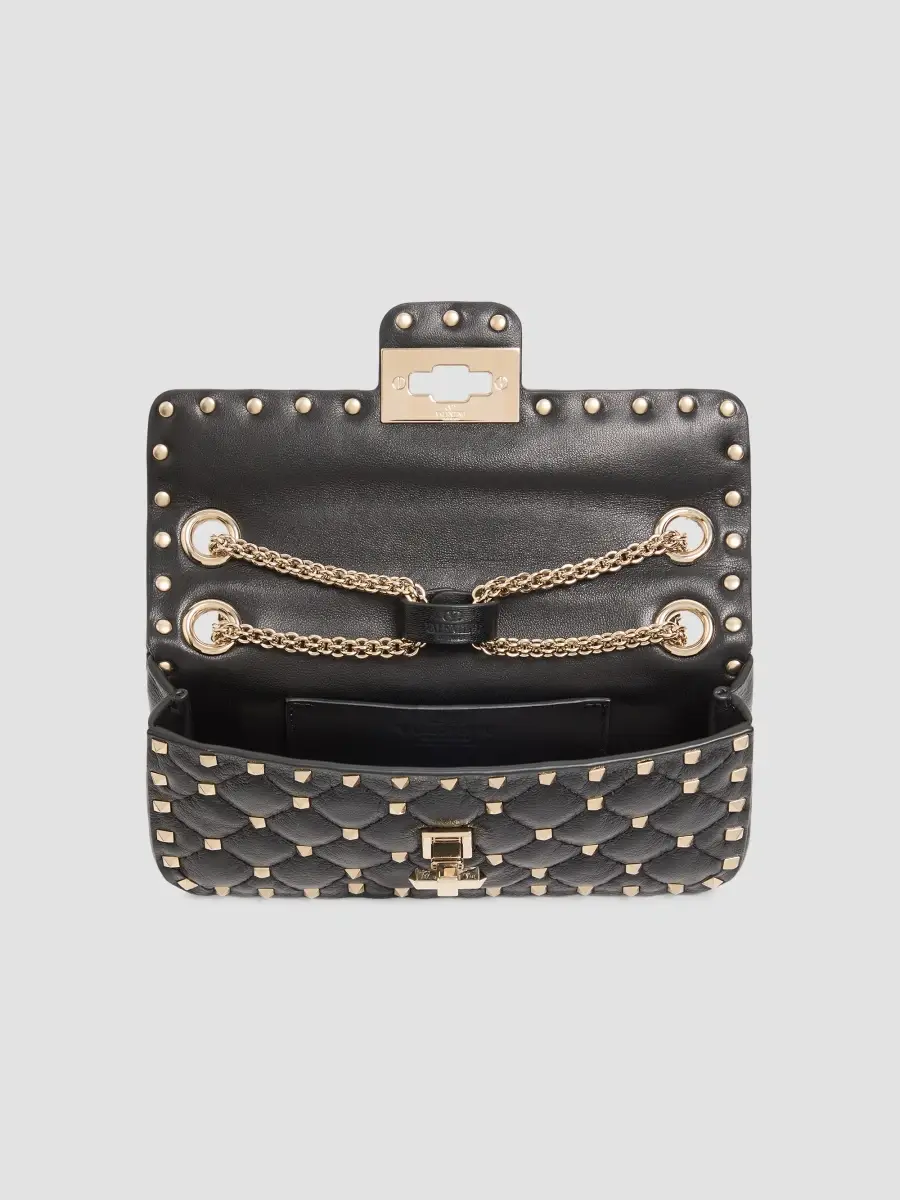 Valentino Women's Rockstud Spike Small Shoulder Bag in Kidskin - Black | Thumbnail 5 Valentino Women's Rockstud Spike Small Shoulder Bag in Kidskin - Black | Thumbnail 5
