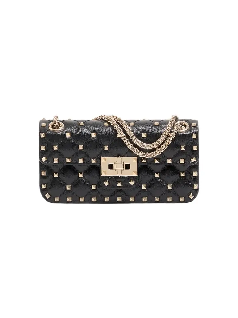 Valentino Women's Rockstud Spike Small Shoulder Bag in Kidskin - Black