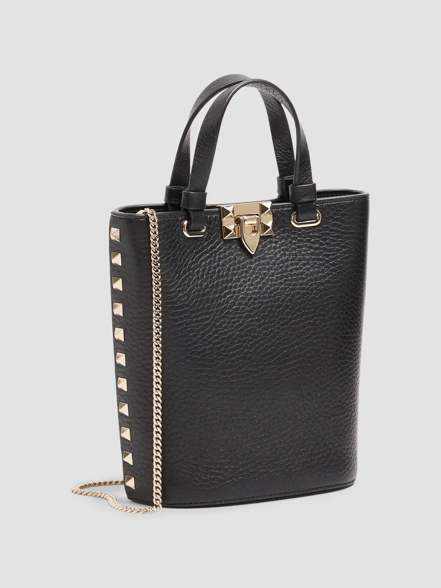Valentino Women's Rockstud MiniTote Bag in Grainy Calfskin - Black | Thumbnail 3 Valentino Women's Rockstud MiniTote Bag in Grainy Calfskin - Black | Thumbnail 3