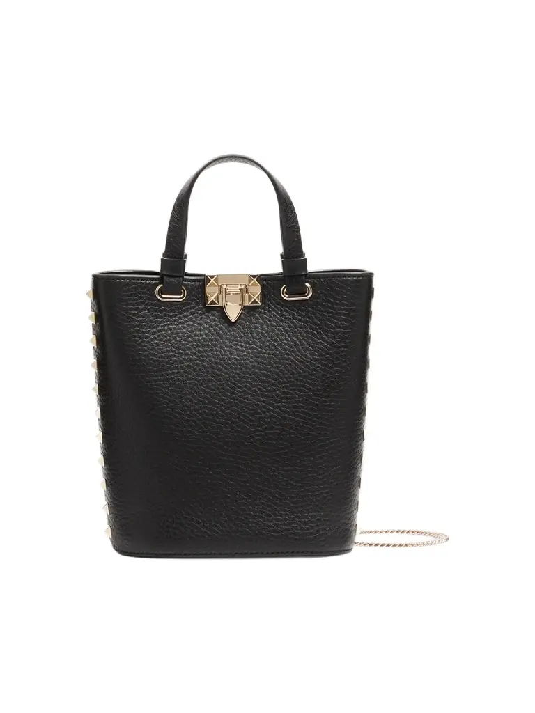 Valentino Women's Rockstud MiniTote Bag in Grainy Calfskin - Black