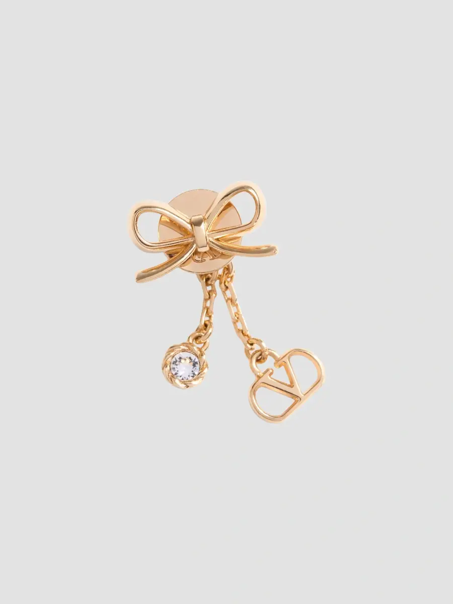 Valentino Women's VLogo Floc Earrings in Metal and Swarovski Crystals - Gold Crystal | Thumbnail 2