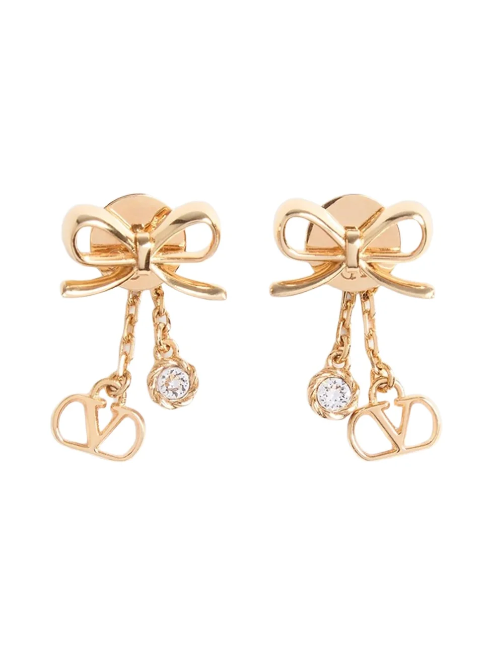 Valentino Women's VLogo Floc Earrings in Metal and Swarovski Crystals - Gold Crystal