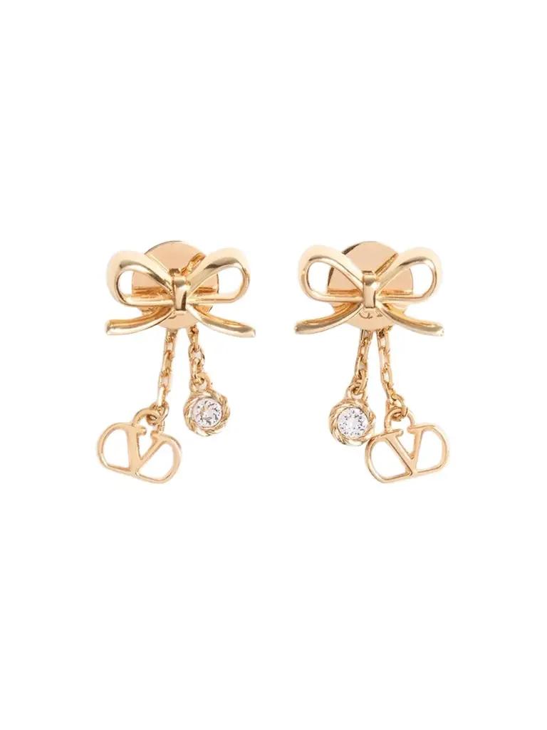 Women's VLogo Floc Earrings in Metal and Swarovski Crystals - Gold Crystal Women's VLogo Floc Earrings in Metal and Swarovski Crystals - Gold Crystal