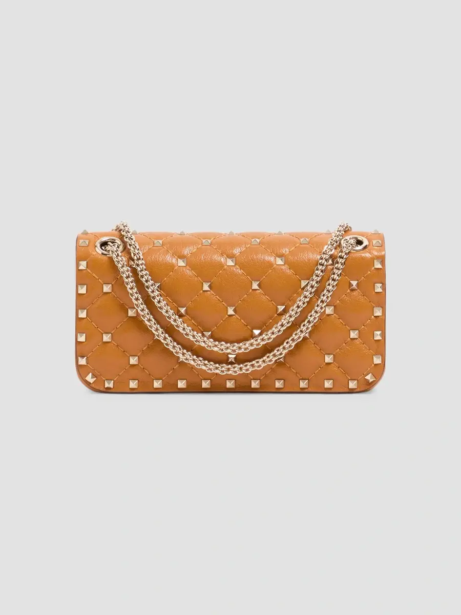 Valentino Women's Rockstud Spike Small Shoulder Bag in Kidskin - Brown | Thumbnail 2 Valentino Women's Rockstud Spike Small Shoulder Bag in Kidskin - Brown | Thumbnail 2