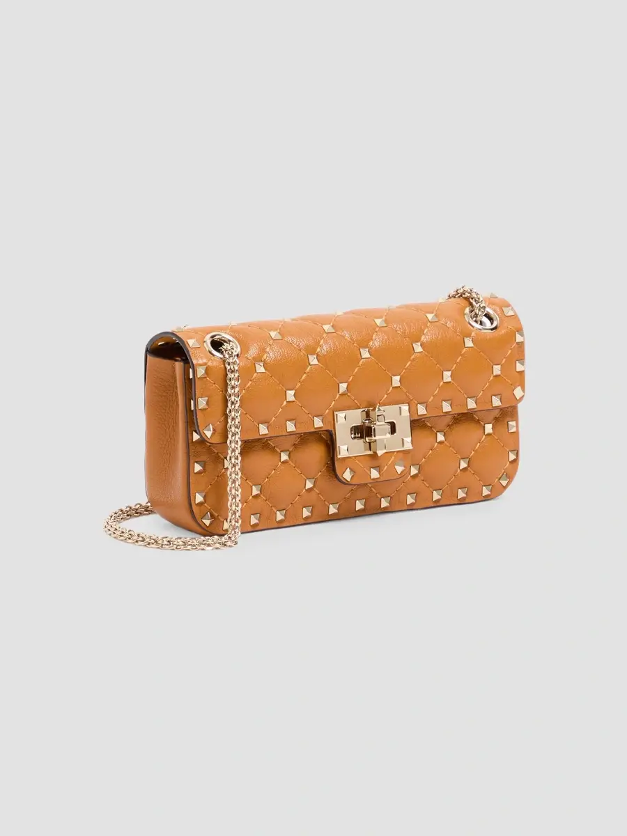 Valentino Women's Rockstud Spike Small Shoulder Bag in Kidskin - Brown | Thumbnail 3 Valentino Women's Rockstud Spike Small Shoulder Bag in Kidskin - Brown | Thumbnail 3