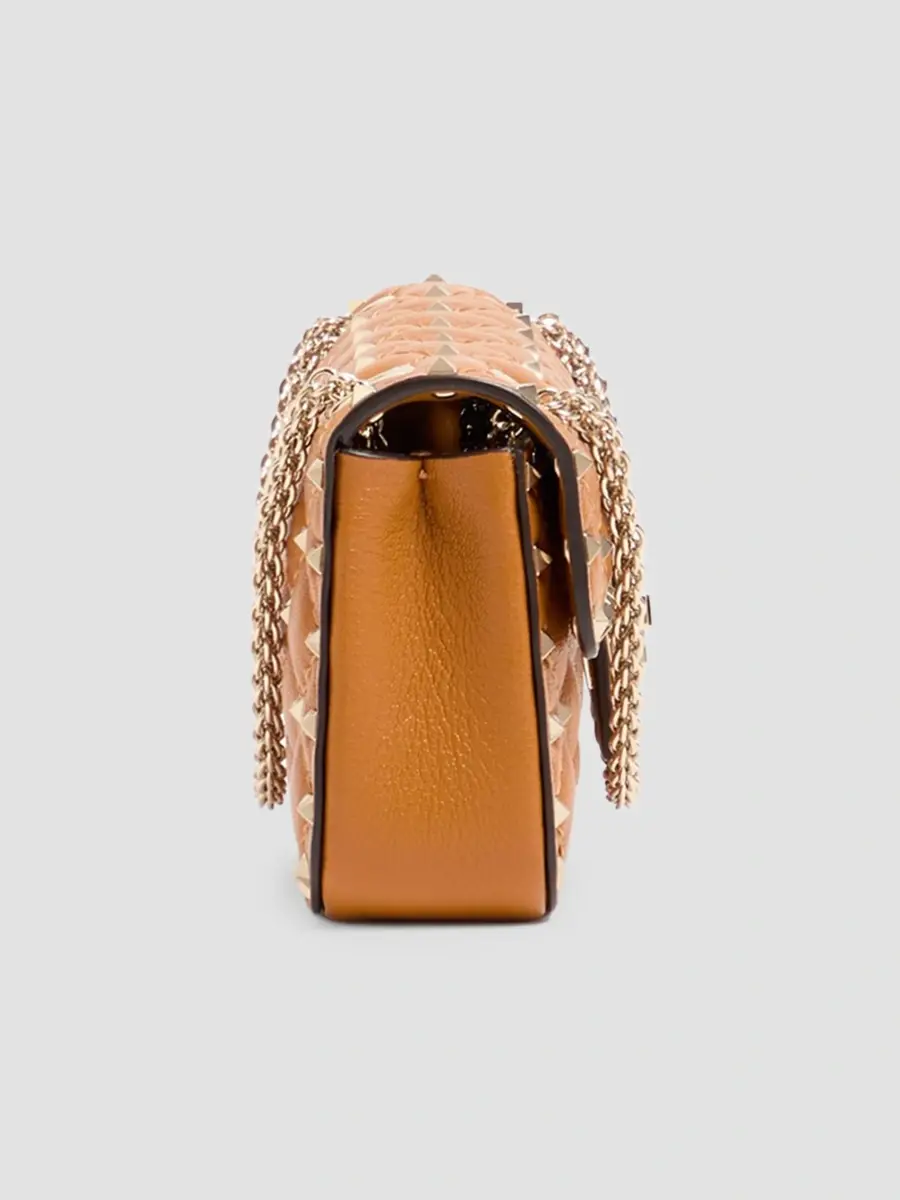Valentino Women's Rockstud Spike Small Shoulder Bag in Kidskin - Brown | Thumbnail 4 Valentino Women's Rockstud Spike Small Shoulder Bag in Kidskin - Brown | Thumbnail 4