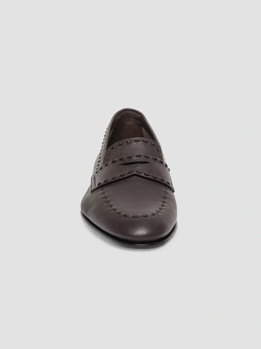 Santoni Women's Topstitched Leather Penny Loafers | Thumbnail 4