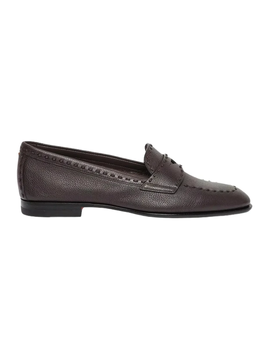 Women's Topstitched Leather Penny Loafers