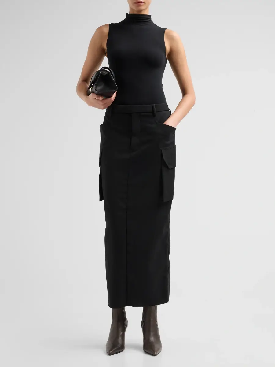 Rick Owens Women's Firbanks Wool Pencil Midi Skirt | Thumbnail 2 Rick Owens Women's Firbanks Wool Pencil Midi Skirt | Thumbnail 2