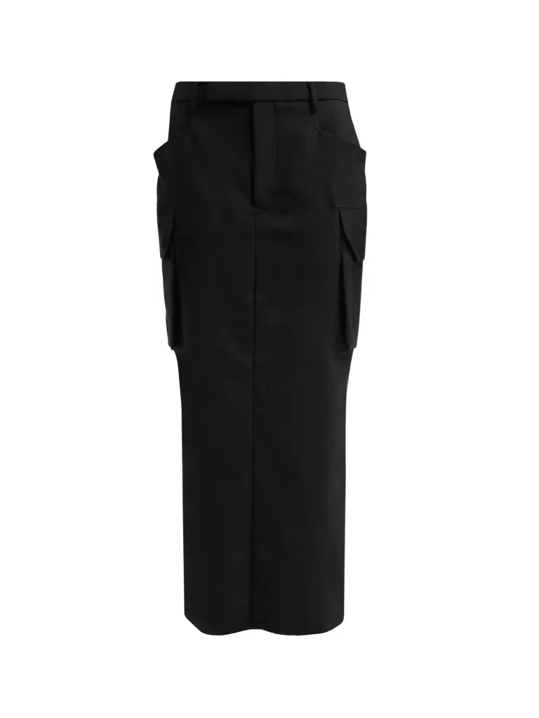 Rick Owens Women's Firbanks Wool Pencil Midi Skirt