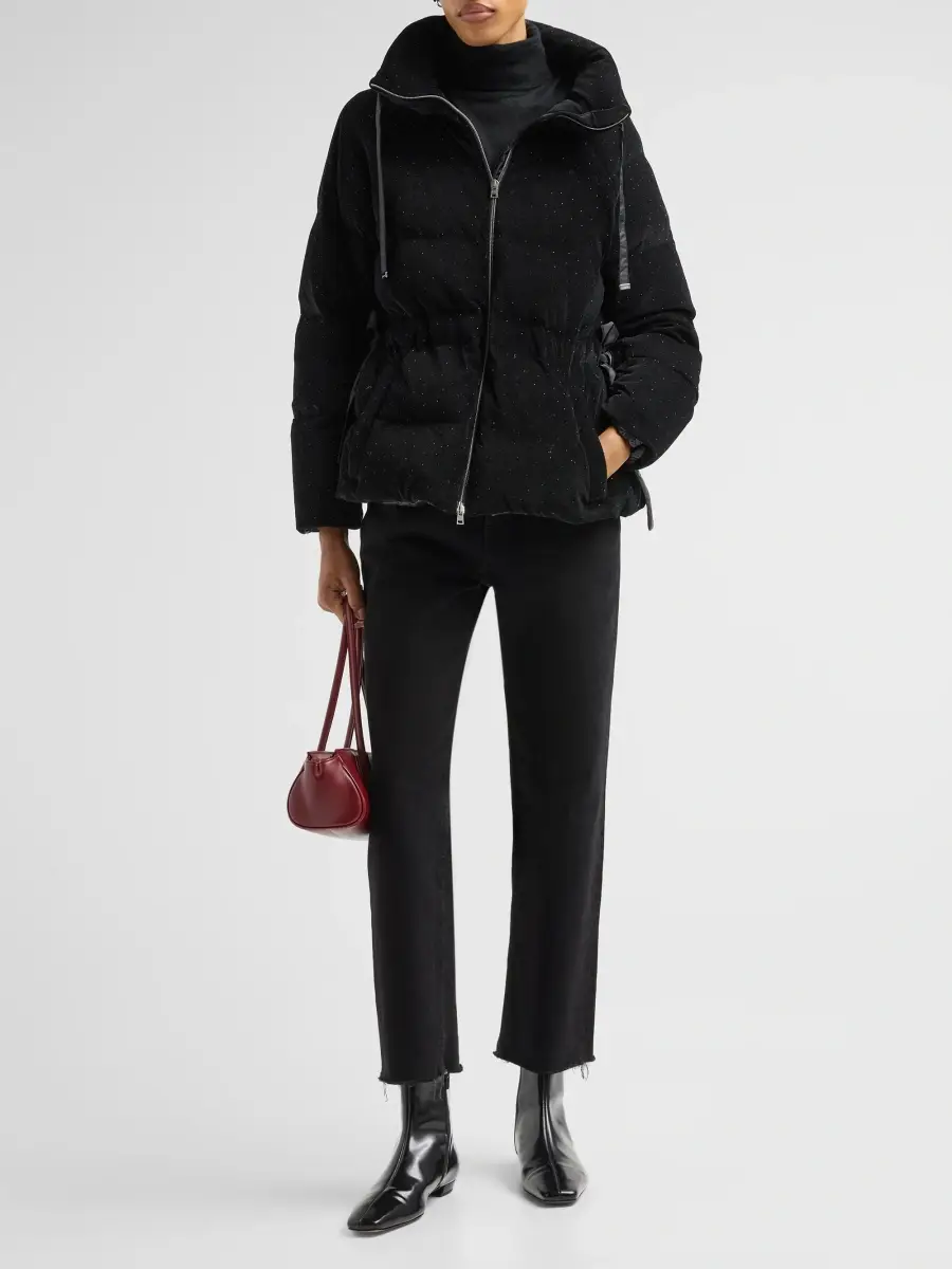 HERNO Women's Shiny Velvet Short Puffer Jacket | Thumbnail 2 HERNO Women's Shiny Velvet Short Puffer Jacket | Thumbnail 2