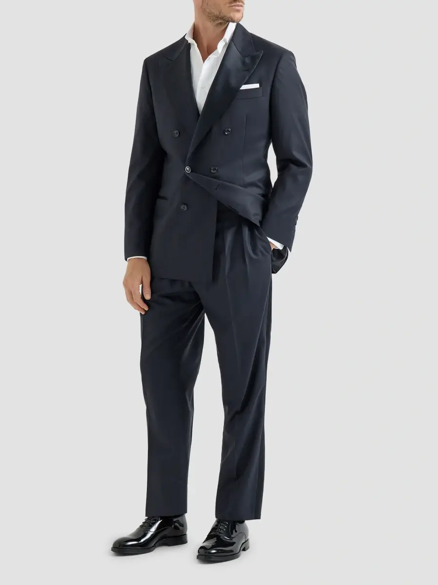 Brunello Cucinelli Men's Lightweight Virgin Wool and Silk Twill Tuxedo | Thumbnail 3 Brunello Cucinelli Men's Lightweight Virgin Wool and Silk Twill Tuxedo | Thumbnail 3