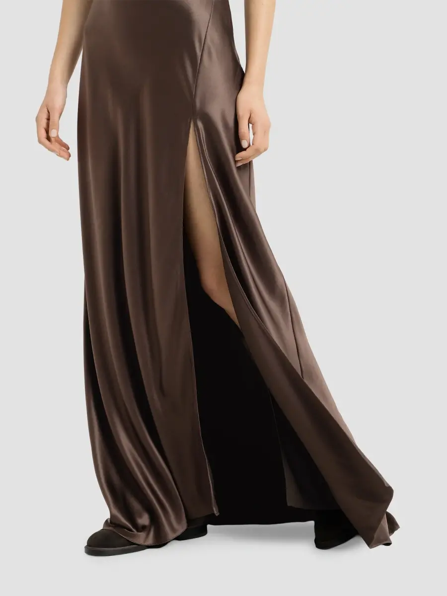 Brunello Cucinelli Women's Stretch Silk Satin Long Dress | Thumbnail 5