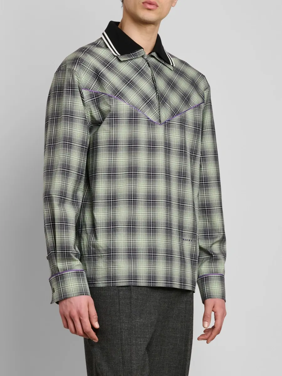 Marni Men's Check Cotton Poplin Shirt | Thumbnail 4 Marni Men's Check Cotton Poplin Shirt | Thumbnail 4