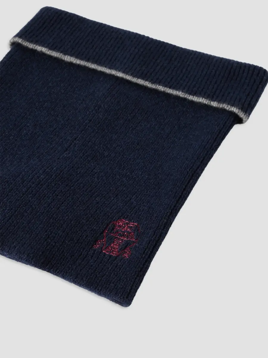 Brunello Cucinelli Men's Cashmere Rib Knit Neck Warmer | Thumbnail 2 Brunello Cucinelli Men's Cashmere Rib Knit Neck Warmer | Thumbnail 2