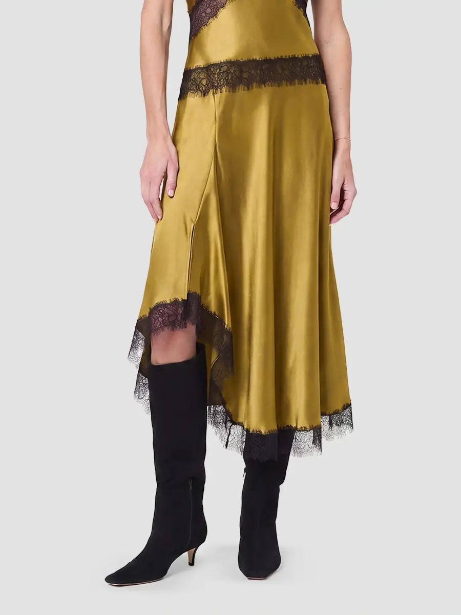 Nicholas the Label Women's London Satin Lace-Trim Asymmetric Skirt | Thumbnail 4 Nicholas the Label Women's London Satin Lace-Trim Asymmetric Skirt | Thumbnail 4