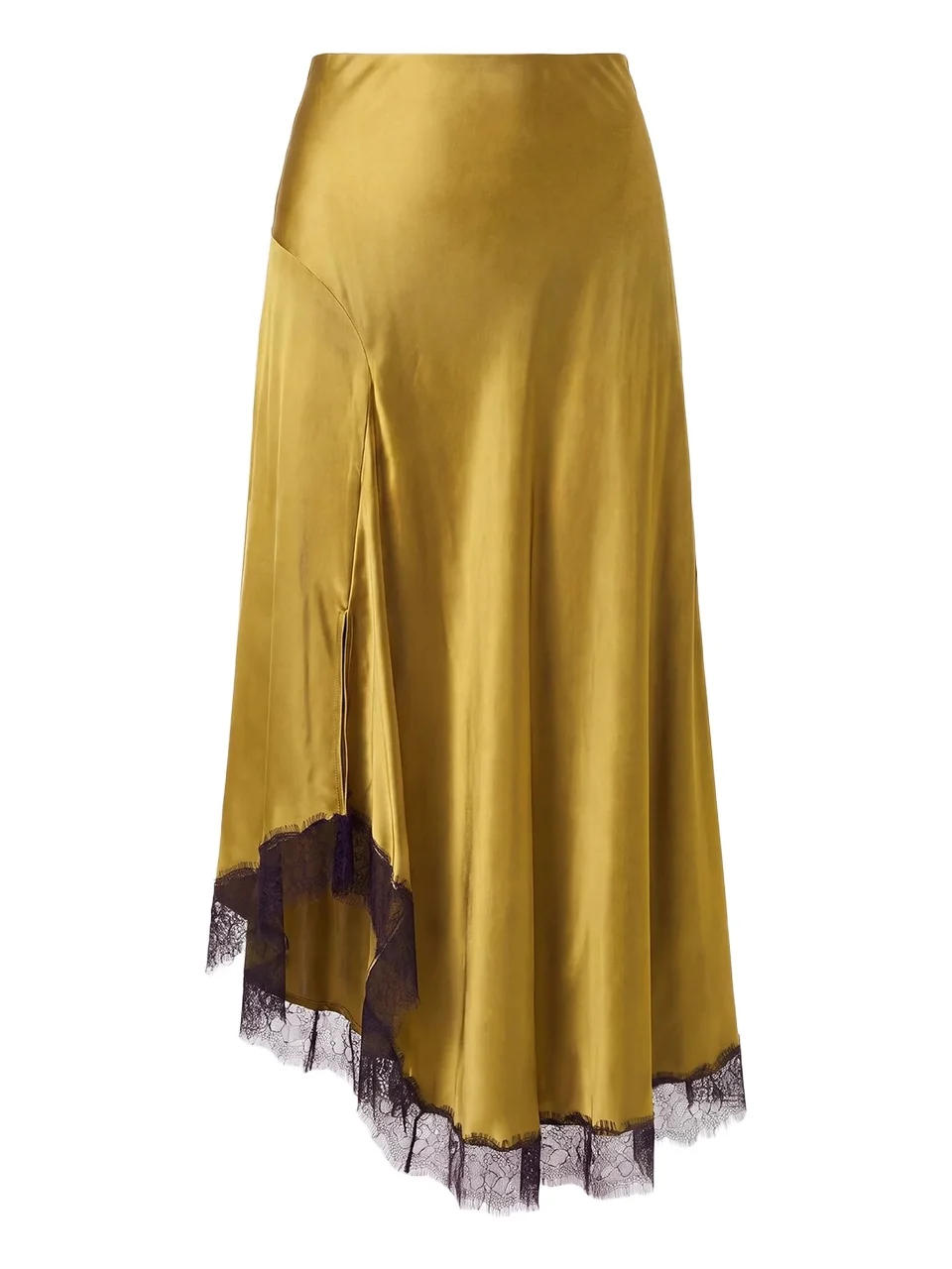 Women's London Satin Lace-Trim Asymmetric Skirt