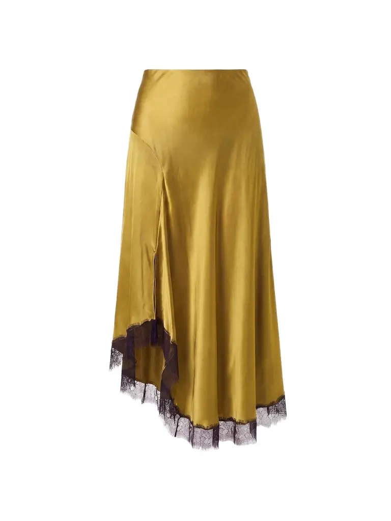 Nicholas the Label Women's London Satin Lace-Trim Asymmetric Skirt