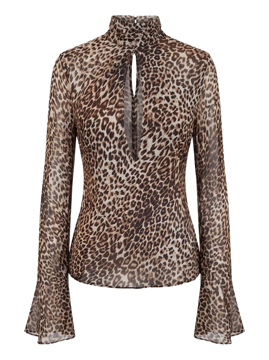 Nicholas the Label Women's Celeste Leopard Print Slash Top
