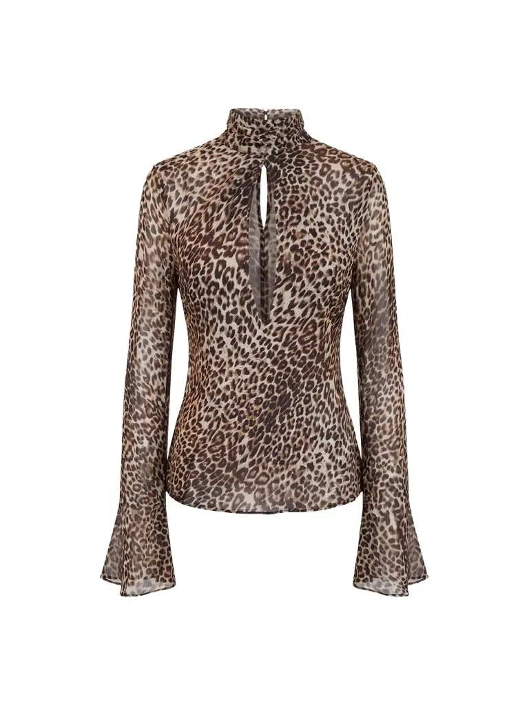 Nicholas the Label Women's Celeste Leopard Print Slash Top