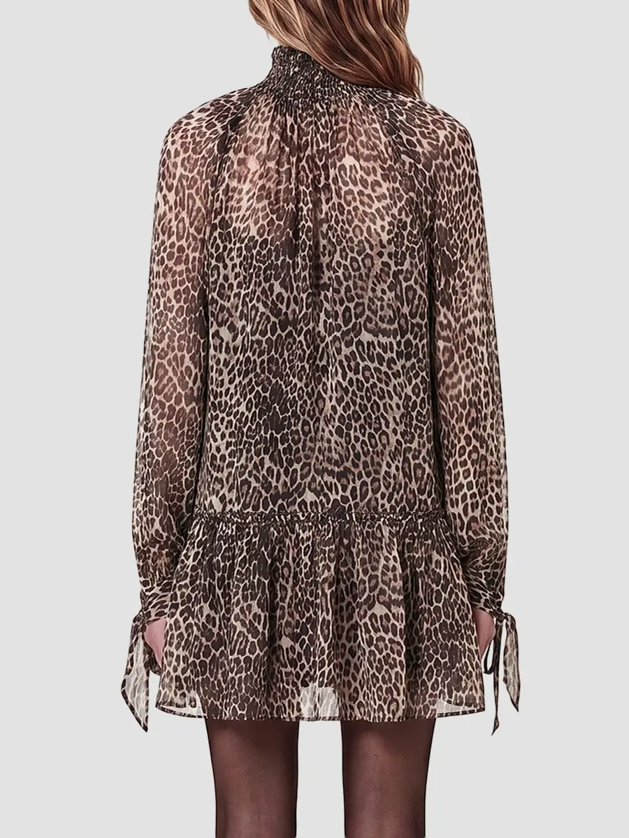 Nicholas the Label Women's Eliza Cheetah Scarf Detail Mini Swing Dress | Thumbnail 3 Nicholas the Label Women's Eliza Cheetah Scarf Detail Mini Swing Dress | Thumbnail 3