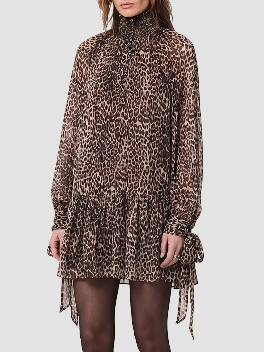 Nicholas the Label Women's Eliza Cheetah Scarf Detail Mini Swing Dress | Thumbnail 5 Nicholas the Label Women's Eliza Cheetah Scarf Detail Mini Swing Dress | Thumbnail 5