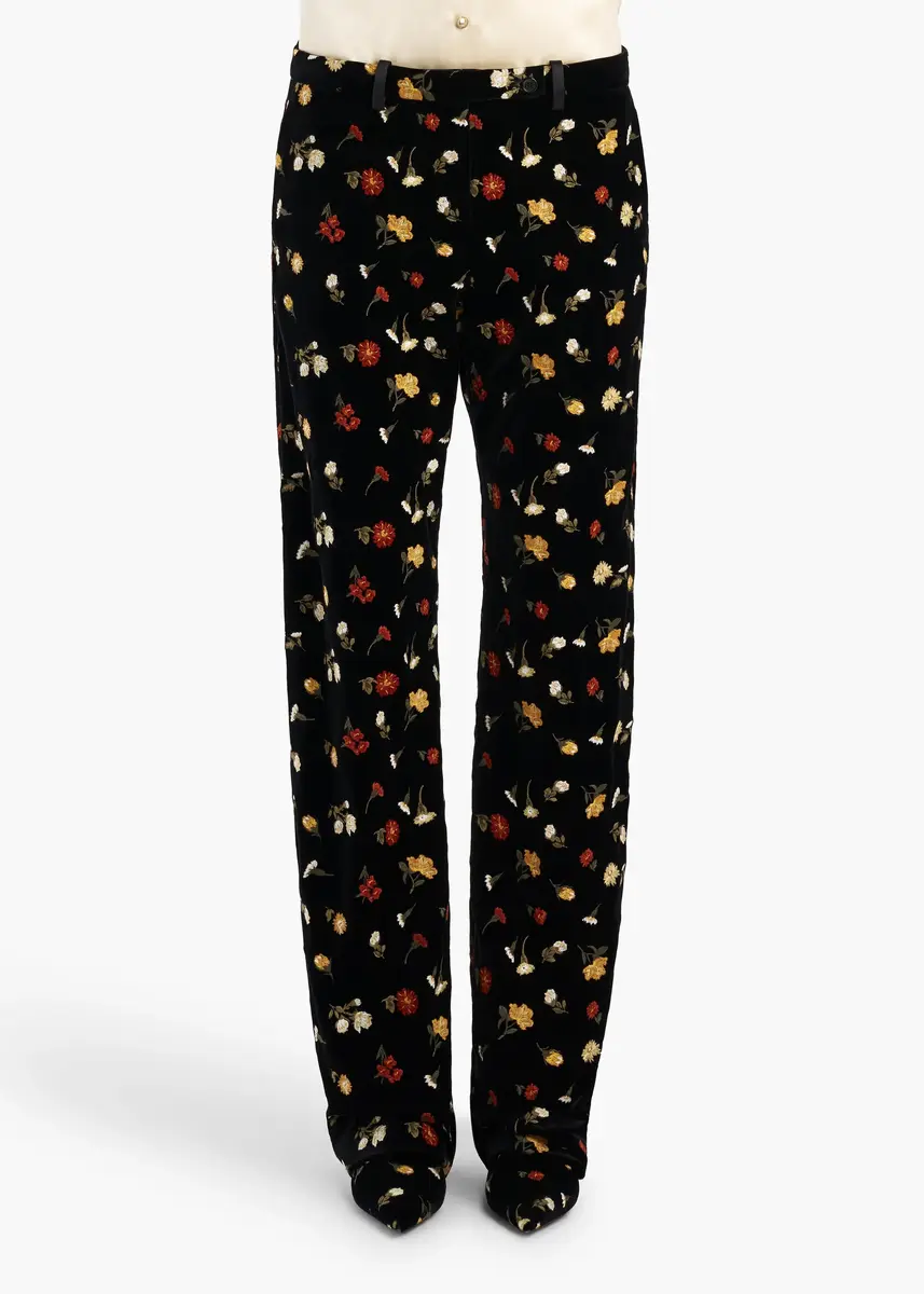 Khaite Han Pant In Black Flower Embroidery | Thumbnail 3