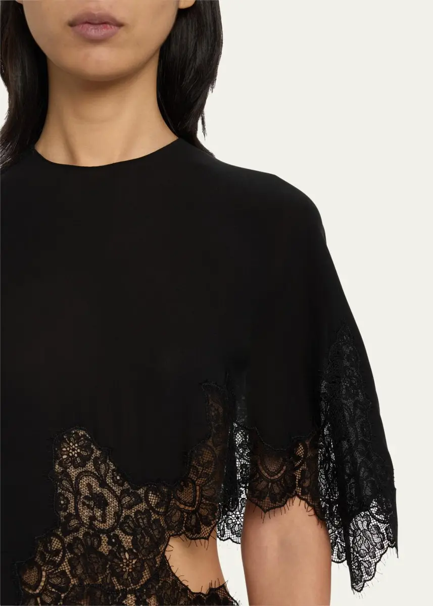 Stella McCartney One-Shoulder High-Low Dress with Lace Detail | Thumbnail 5 Stella McCartney One-Shoulder High-Low Dress with Lace Detail | Thumbnail 5