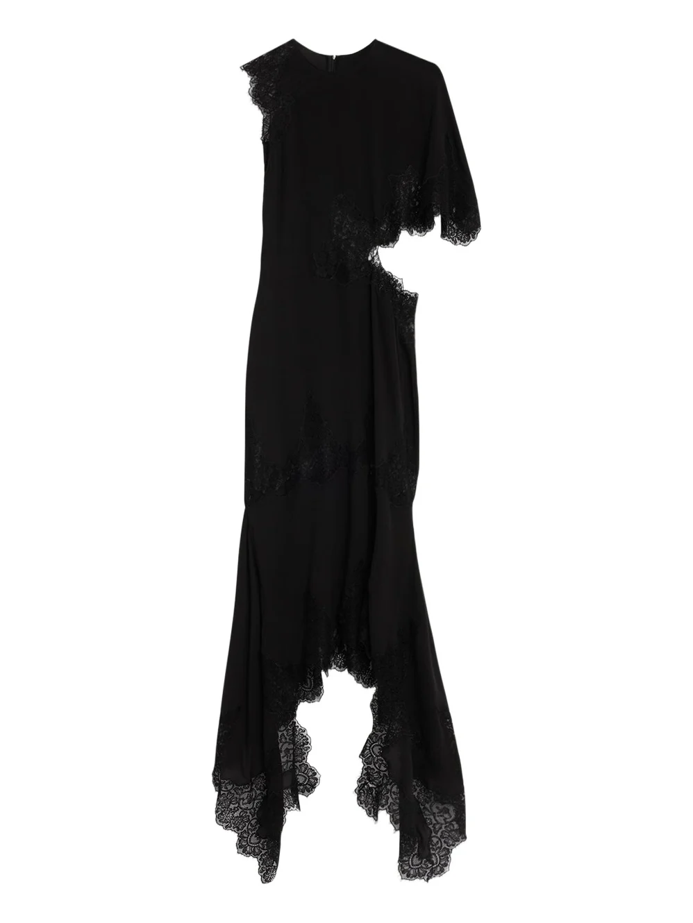 Stella McCartney One-Shoulder High-Low Dress with Lace Detail