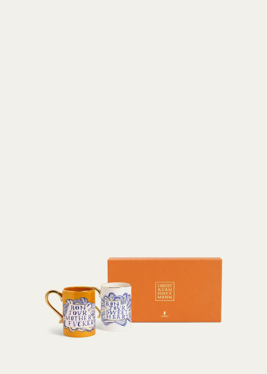 L'Objet x Ruan Hoffmann Bonjour Sweetheart & Mother 13.5 oz. Mugs, Set of 2 | Thumbnail 2