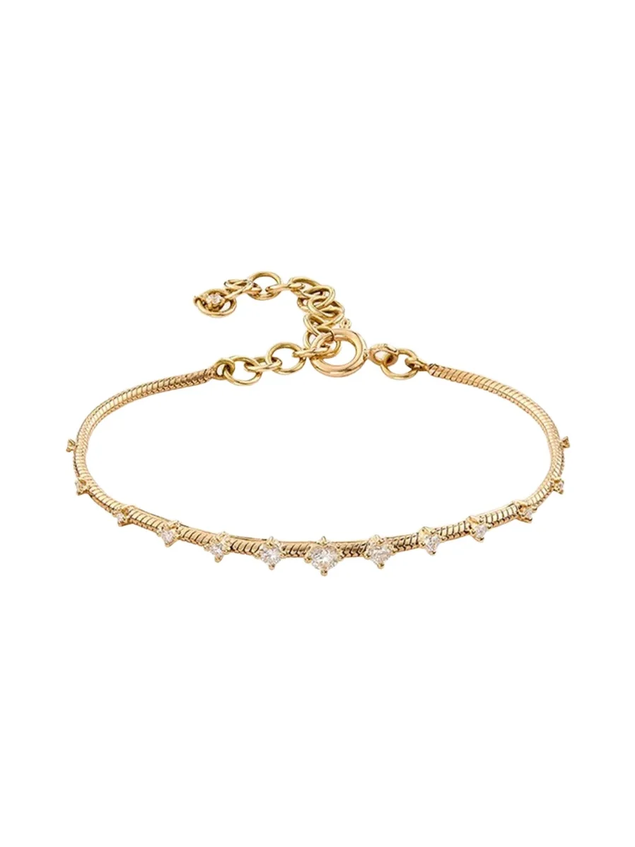 18K Yellow Gold Diamonds On Chain Bracelet 18K Yellow Gold Diamonds On Chain Bracelet
